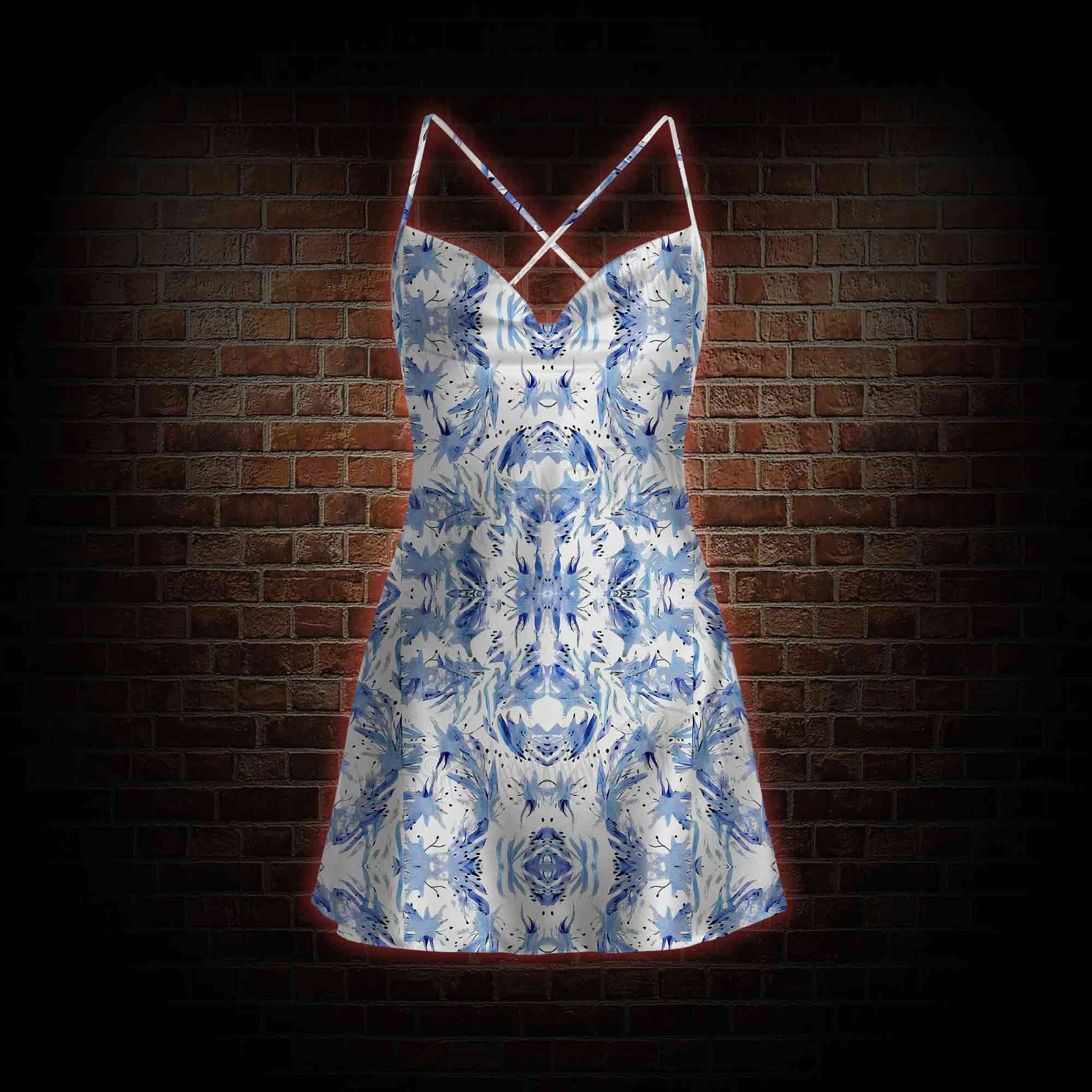 Exotic Plants Cowl Neck Slip Dress