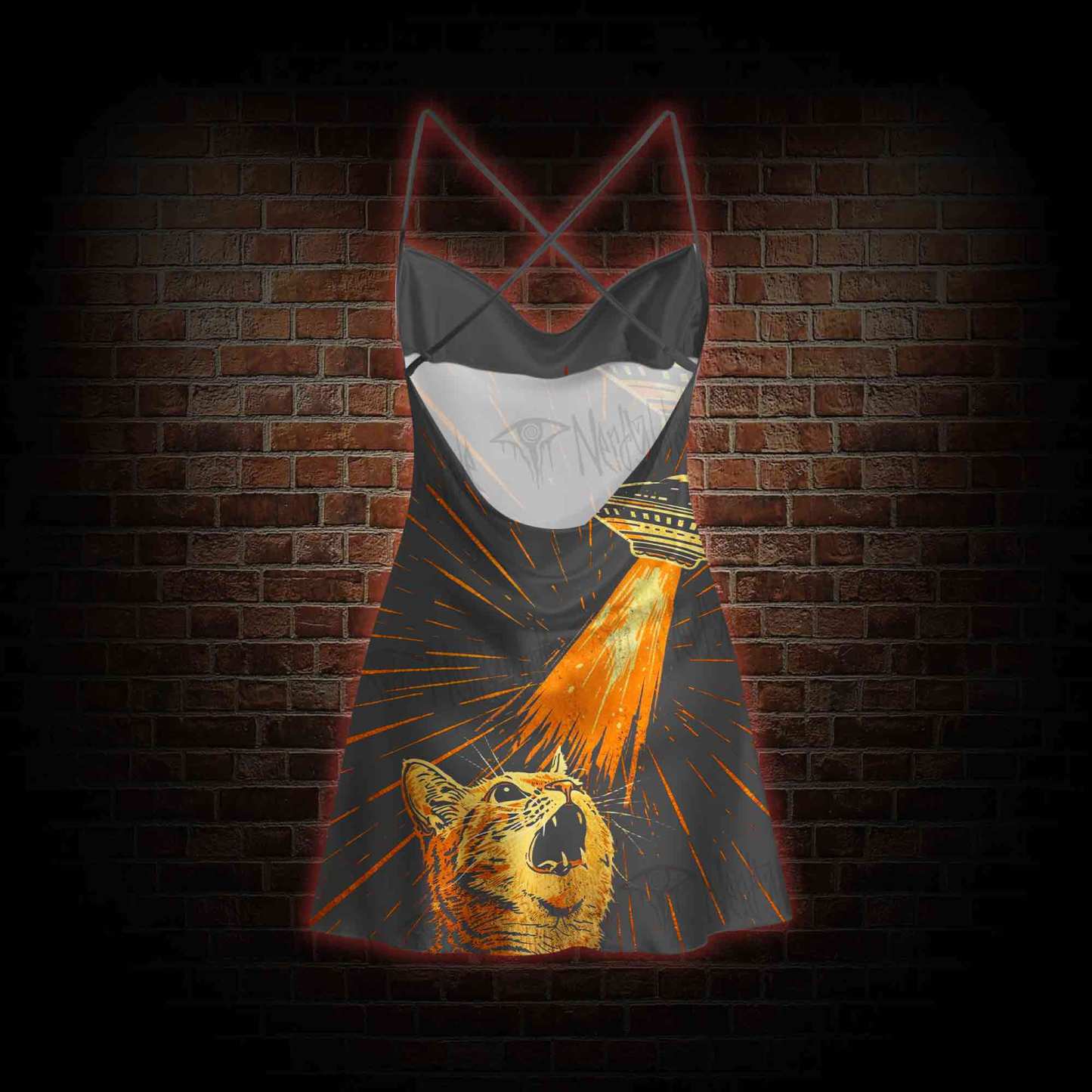 UFO Cat Cowl Neck Slip Dress