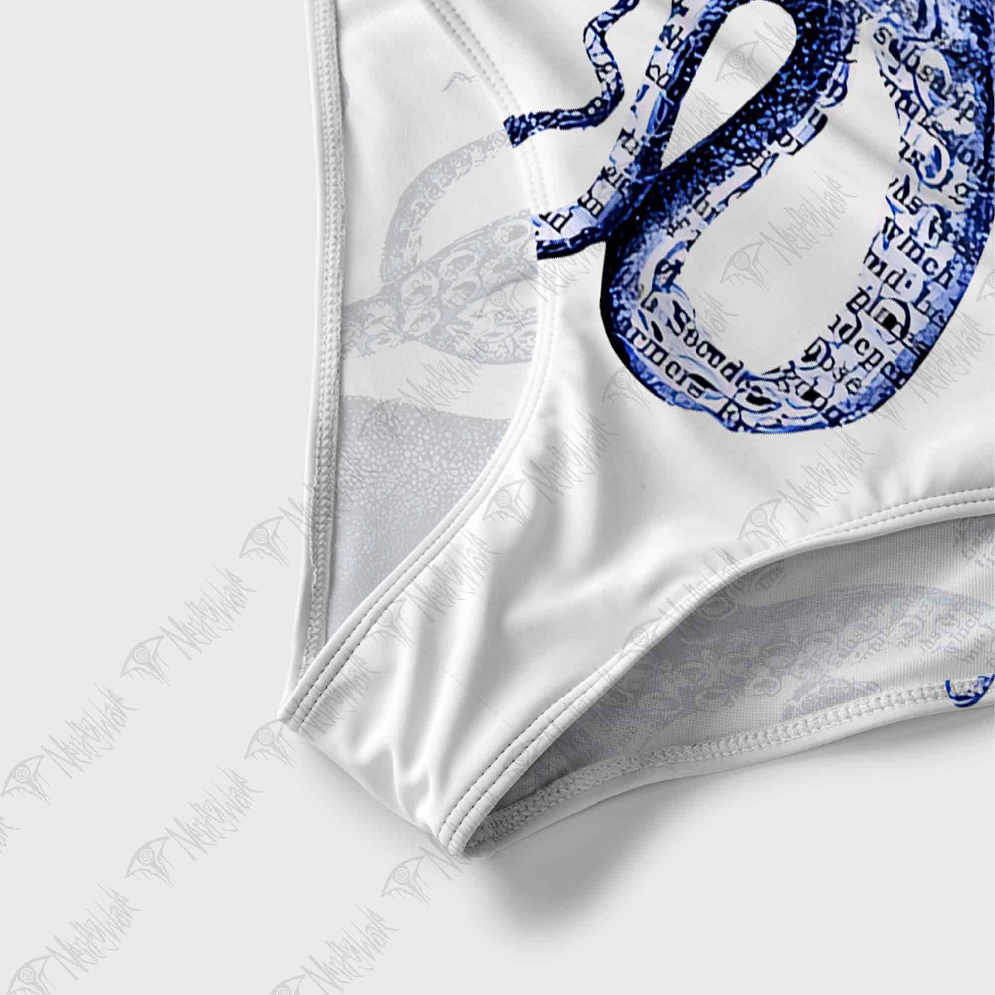 Blue Kraken Octopus Slim-Strap Swimsuit