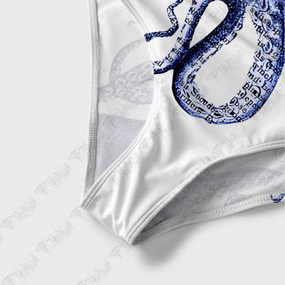 Blue Kraken Octopus Slim-Strap Swimsuit
