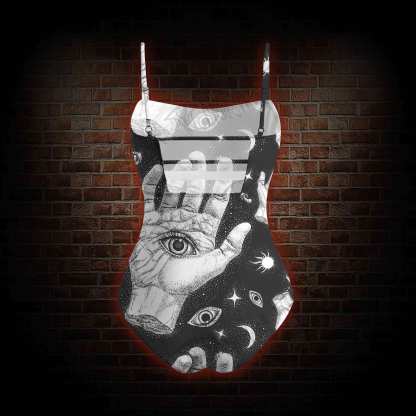 Mysterious Outer Space Slim-Strap Swimsuit