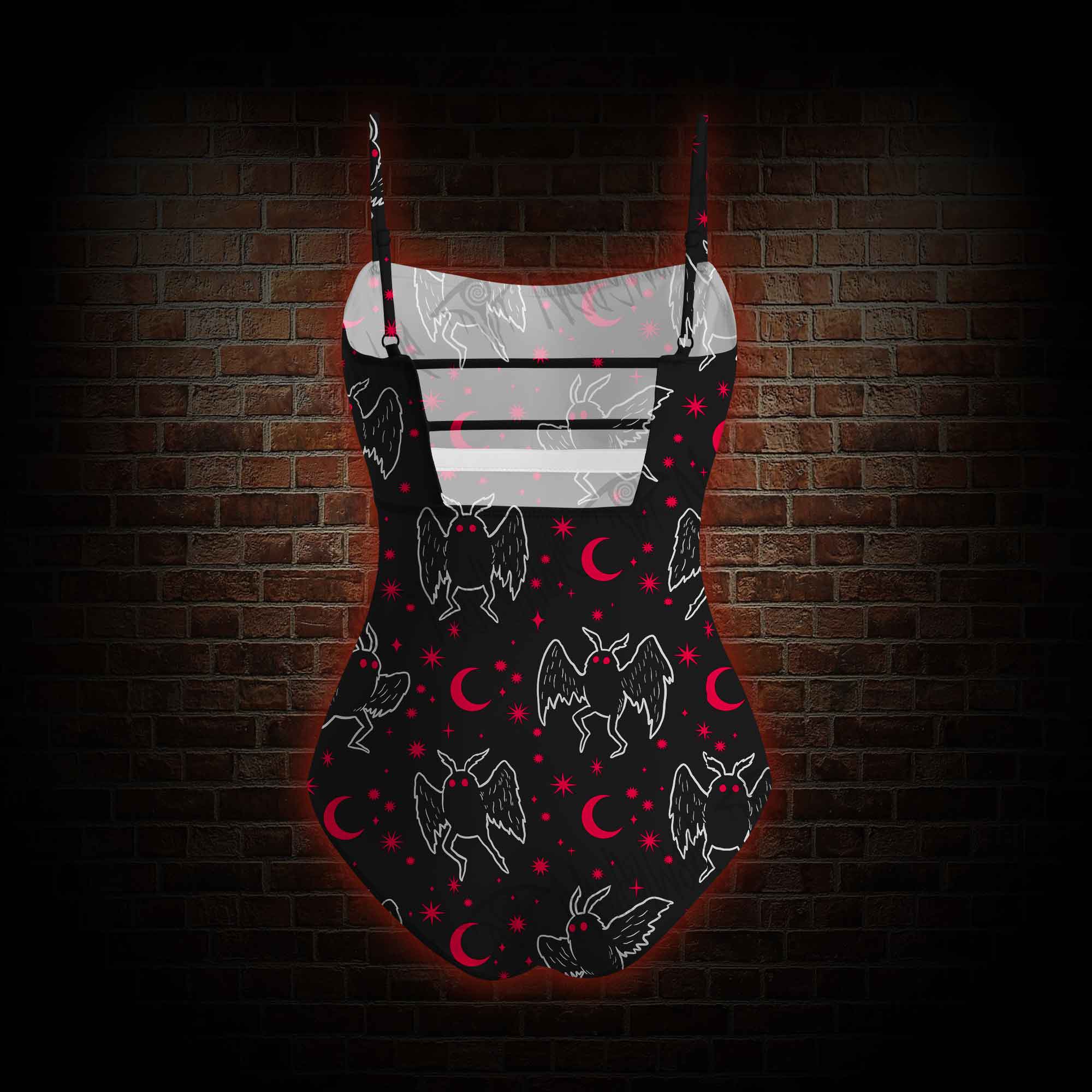 Mothman Night Slim-Strap Swimsuit