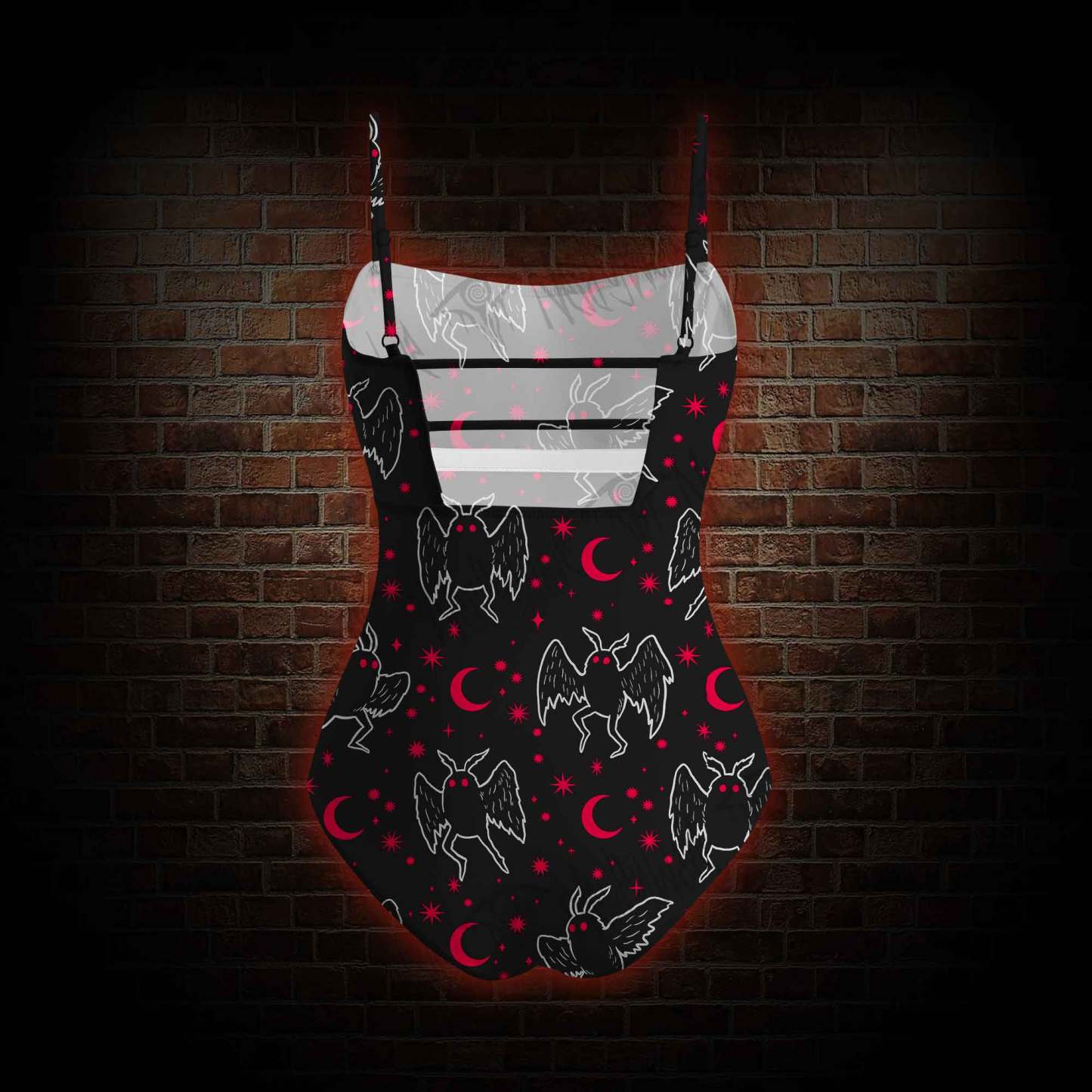 Mothman Night Slim-Strap Swimsuit