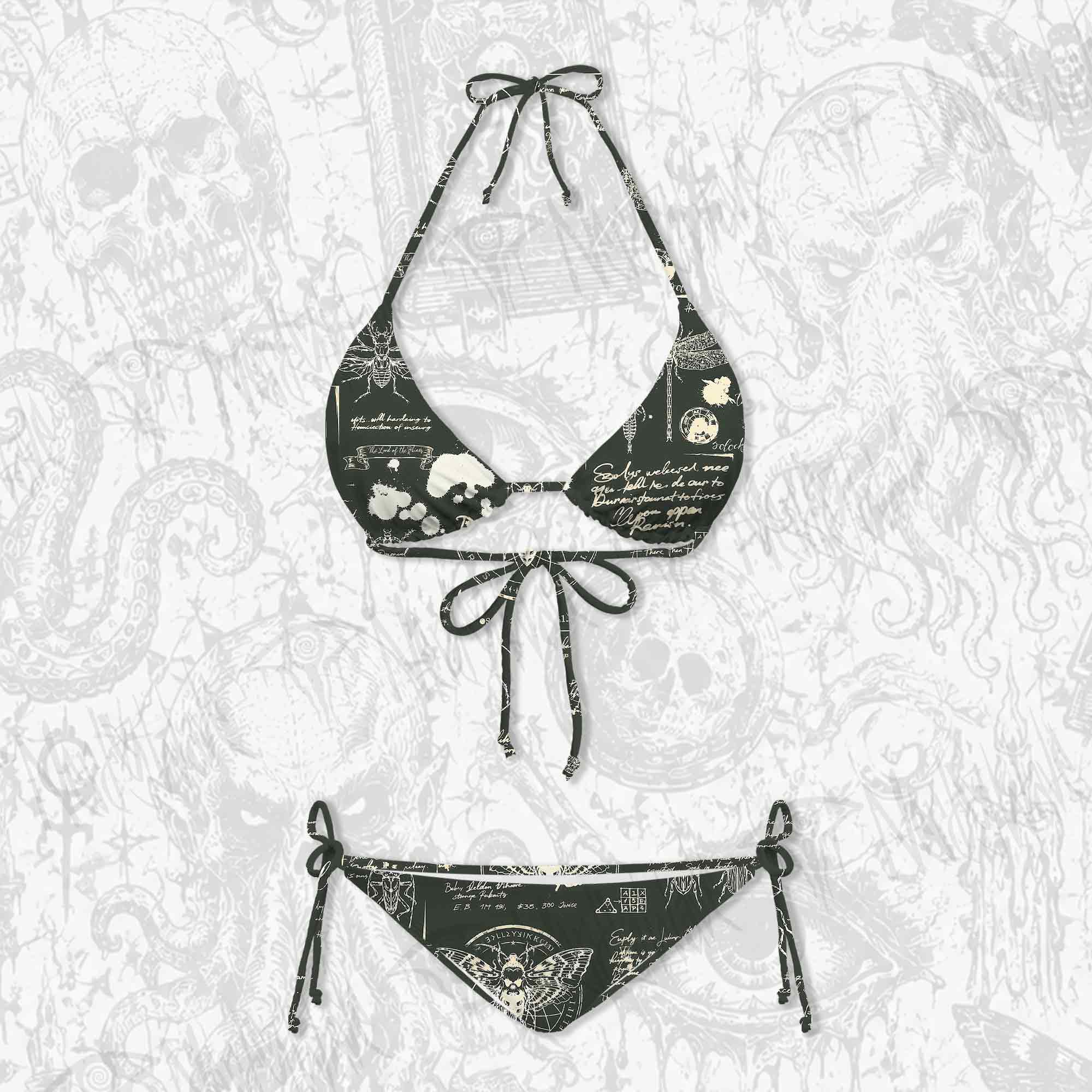 Retro Insects Women's Adjustable Tie-Strap Bikini