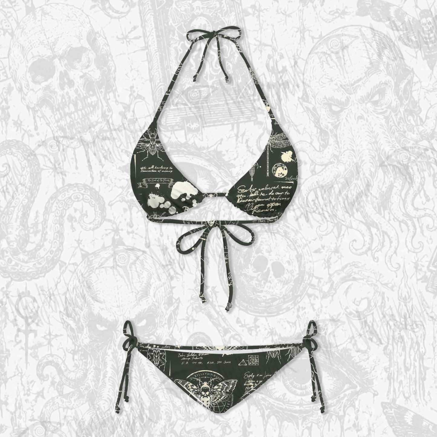 Retro Insects Women's Adjustable Tie-Strap Bikini