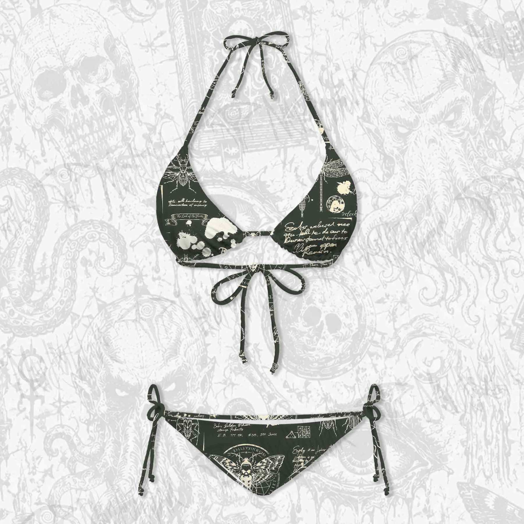 Retro Insects Women's Adjustable Tie-Strap Bikini
