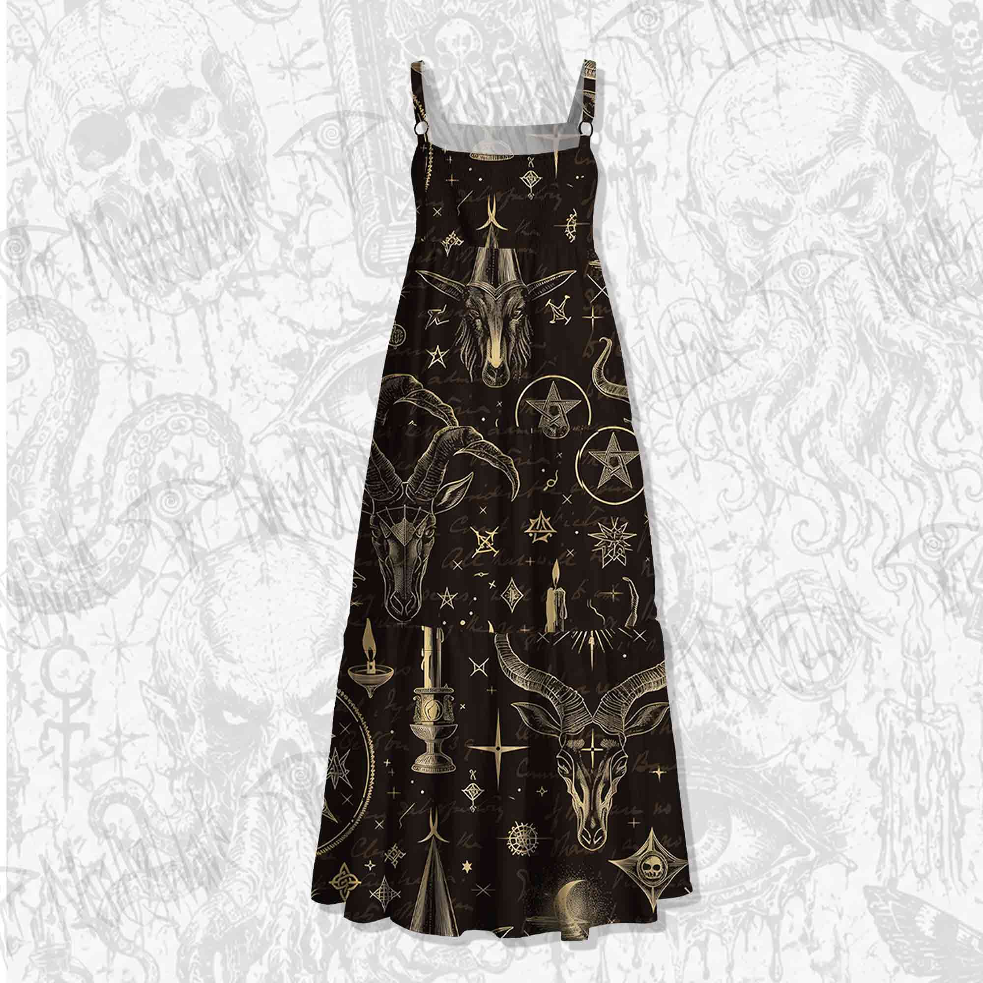 Baphomet Spaghetti Strap Long Dress
