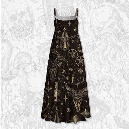 Baphomet Spaghetti Strap Long Dress
