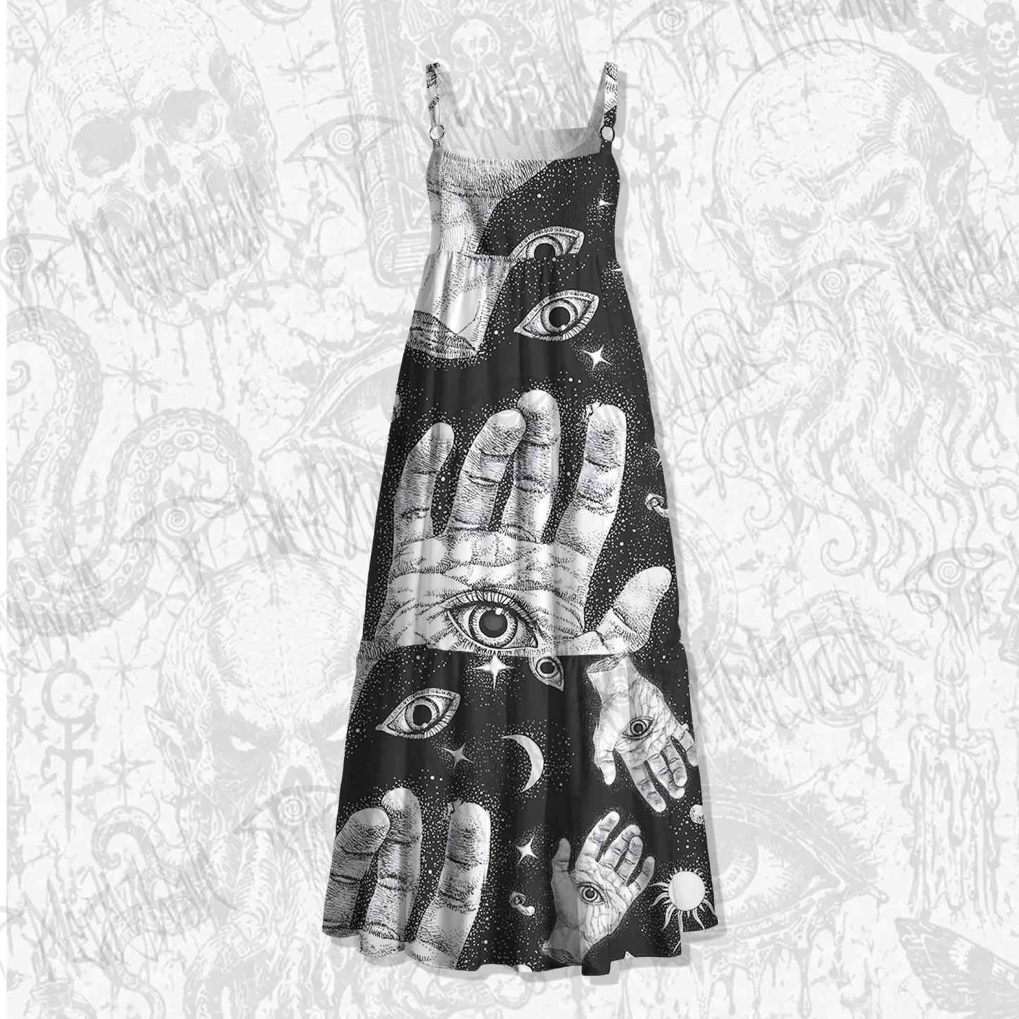 Mysterious Outer Space Spaghetti Strap Long Dress