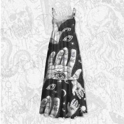 Mysterious Outer Space Spaghetti Strap Long Dress
