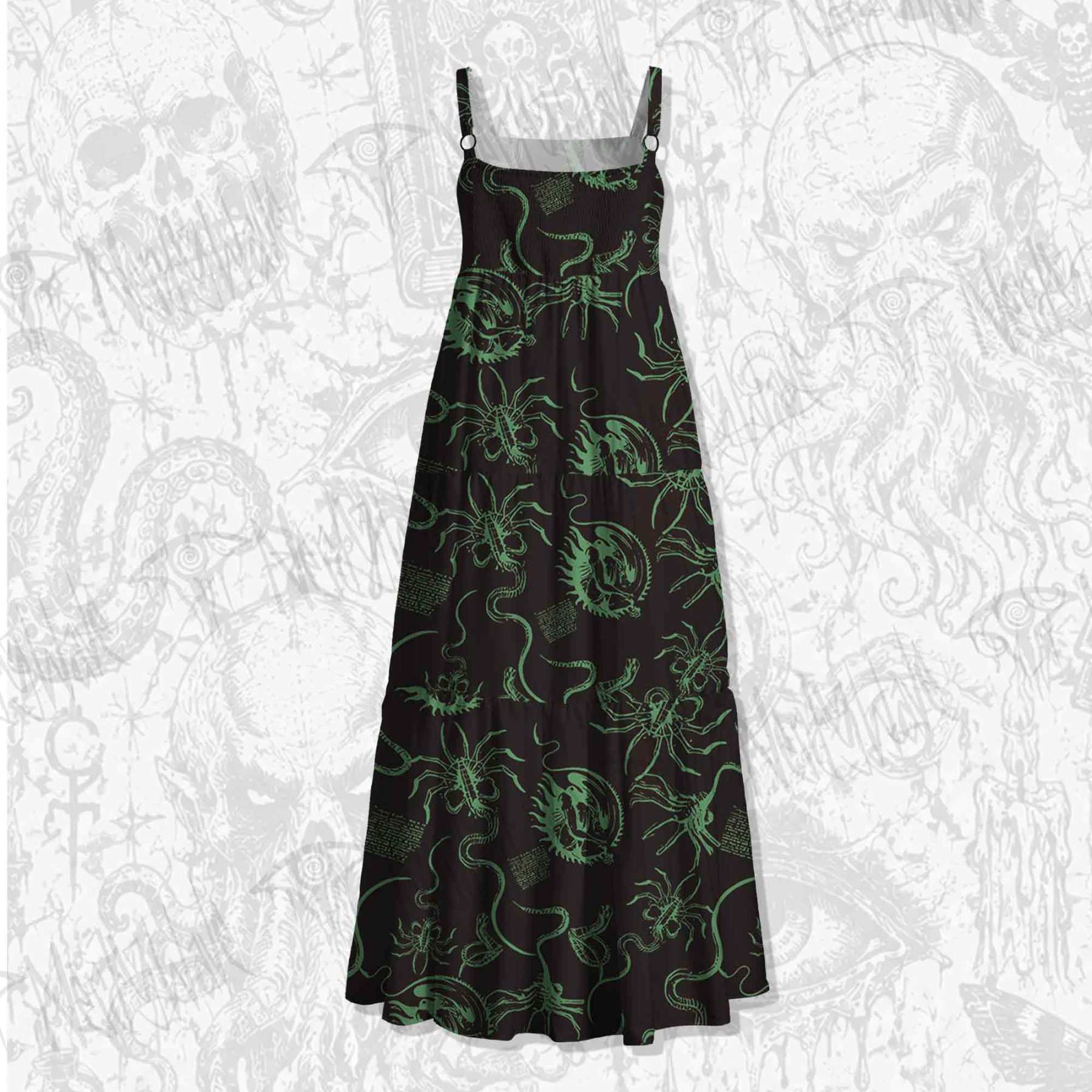 Alien Delivery Guy Spaghetti Strap Long Dress