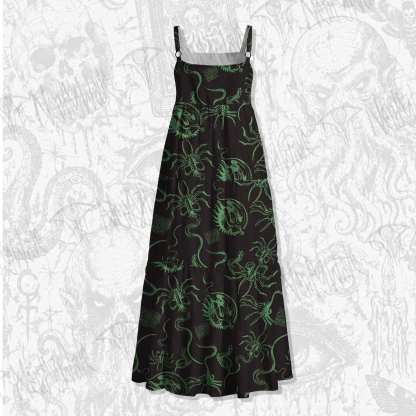 Alien Delivery Guy Spaghetti Strap Long Dress