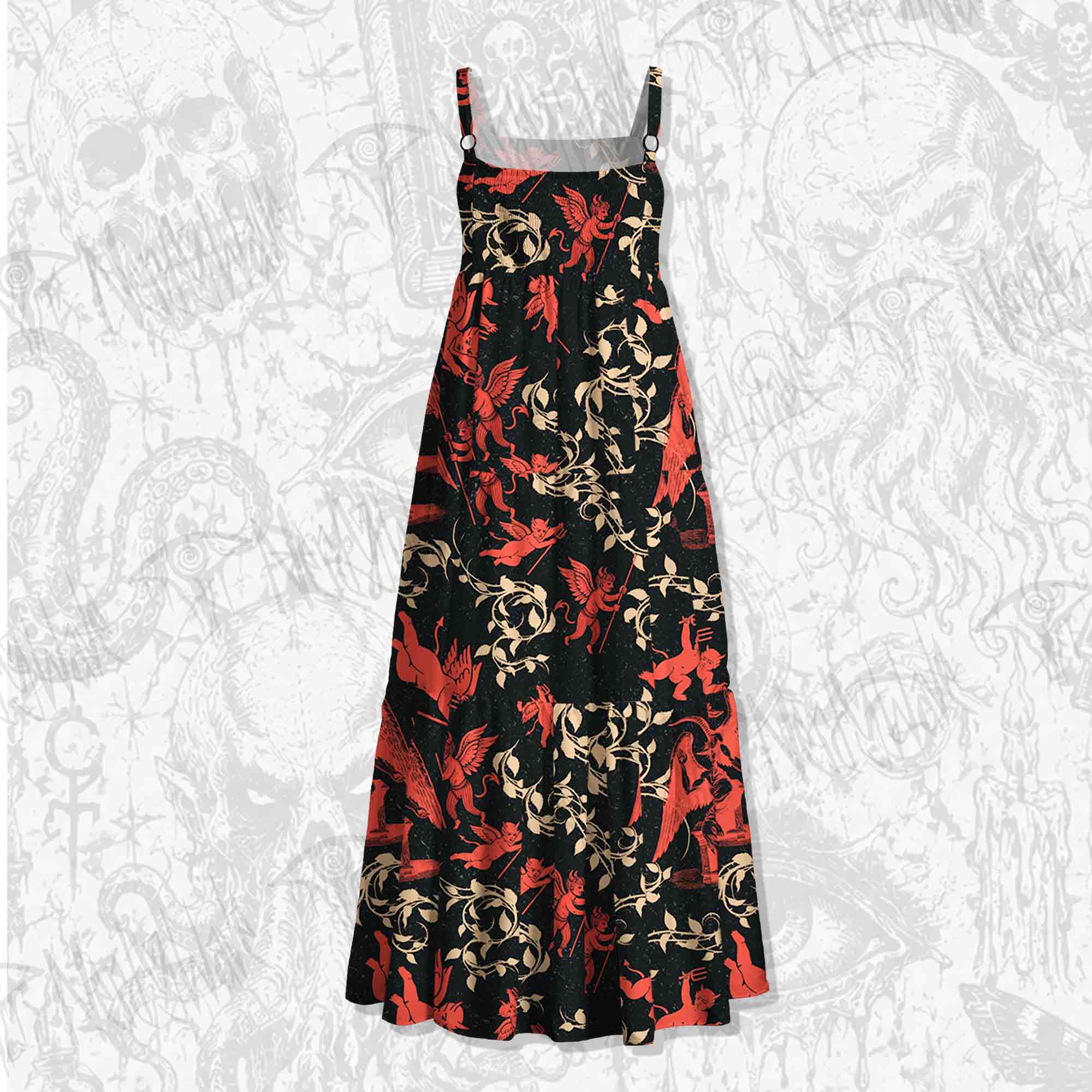 Devil Spaghetti Strap Long Dress