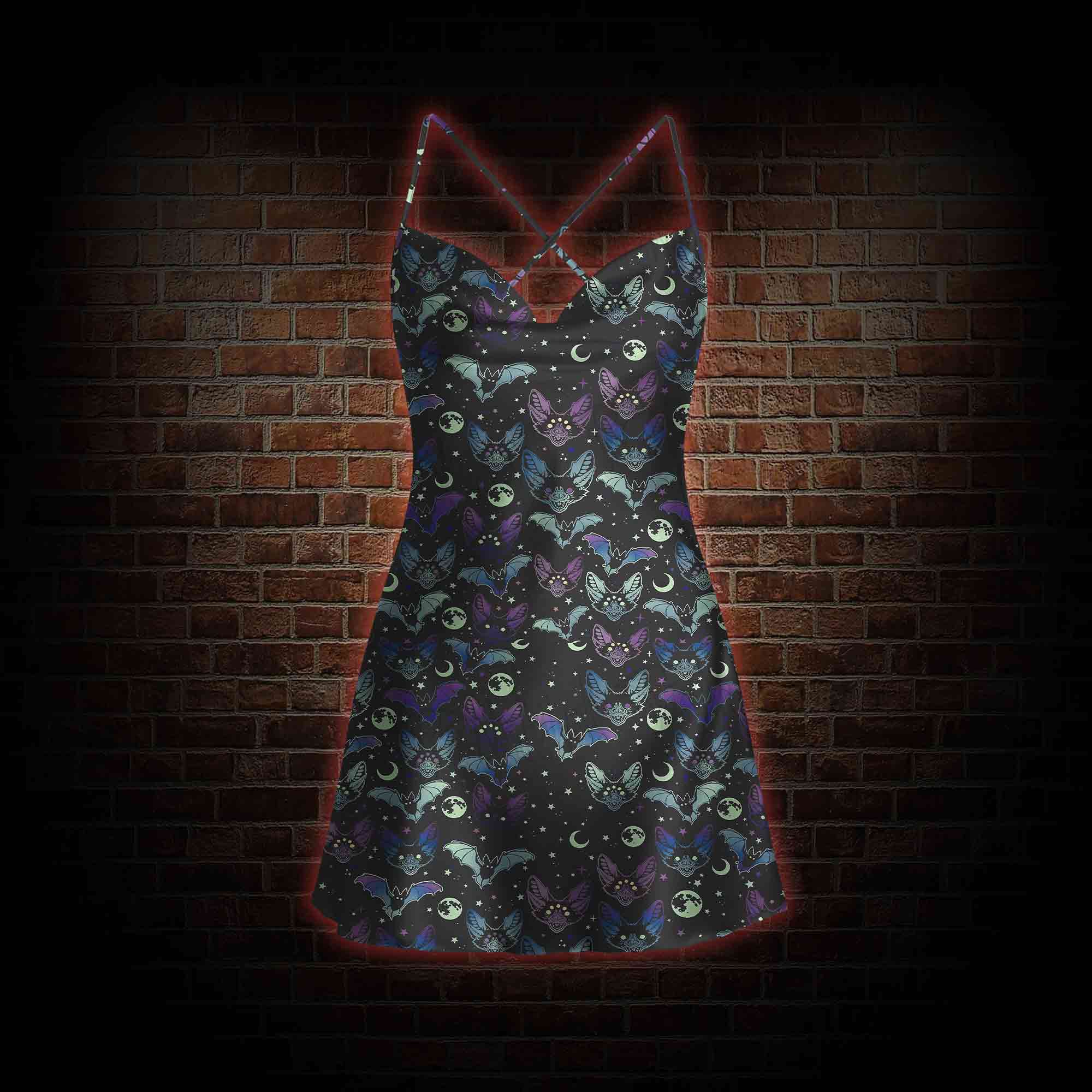 Bats Cowl Neck Slip Dress