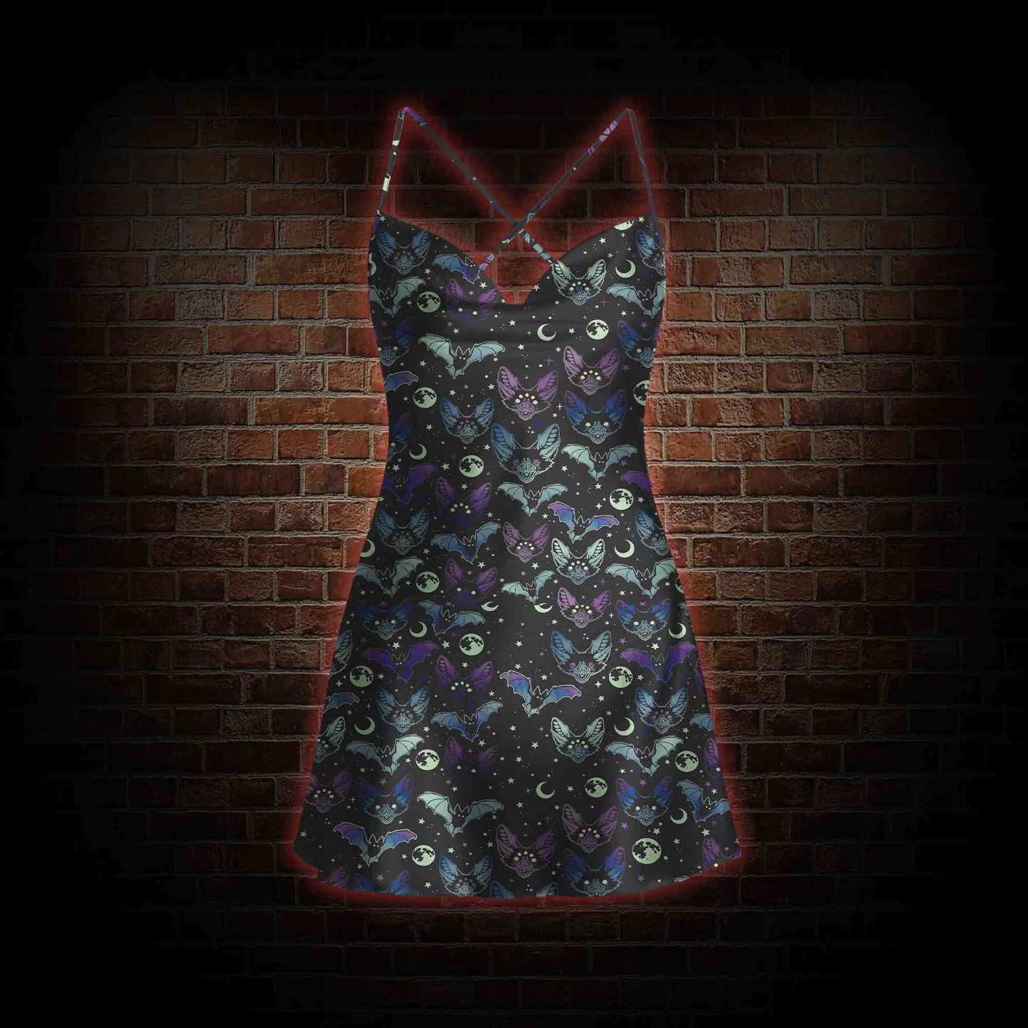 Bats Cowl Neck Slip Dress