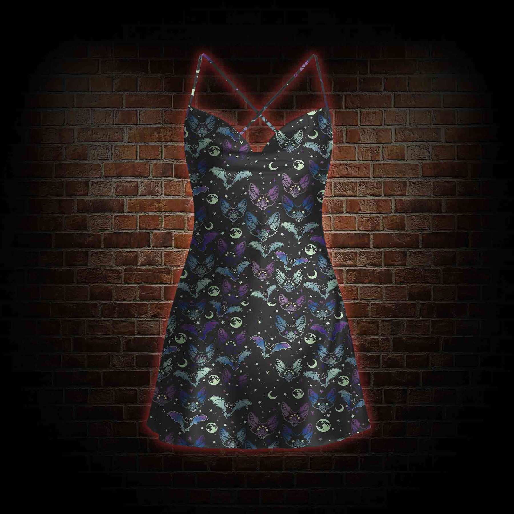 Bats Cowl Neck Slip Dress