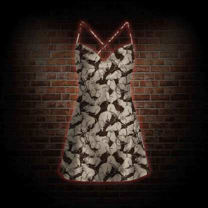 Black Death Rats Cowl Neck Slip Dress