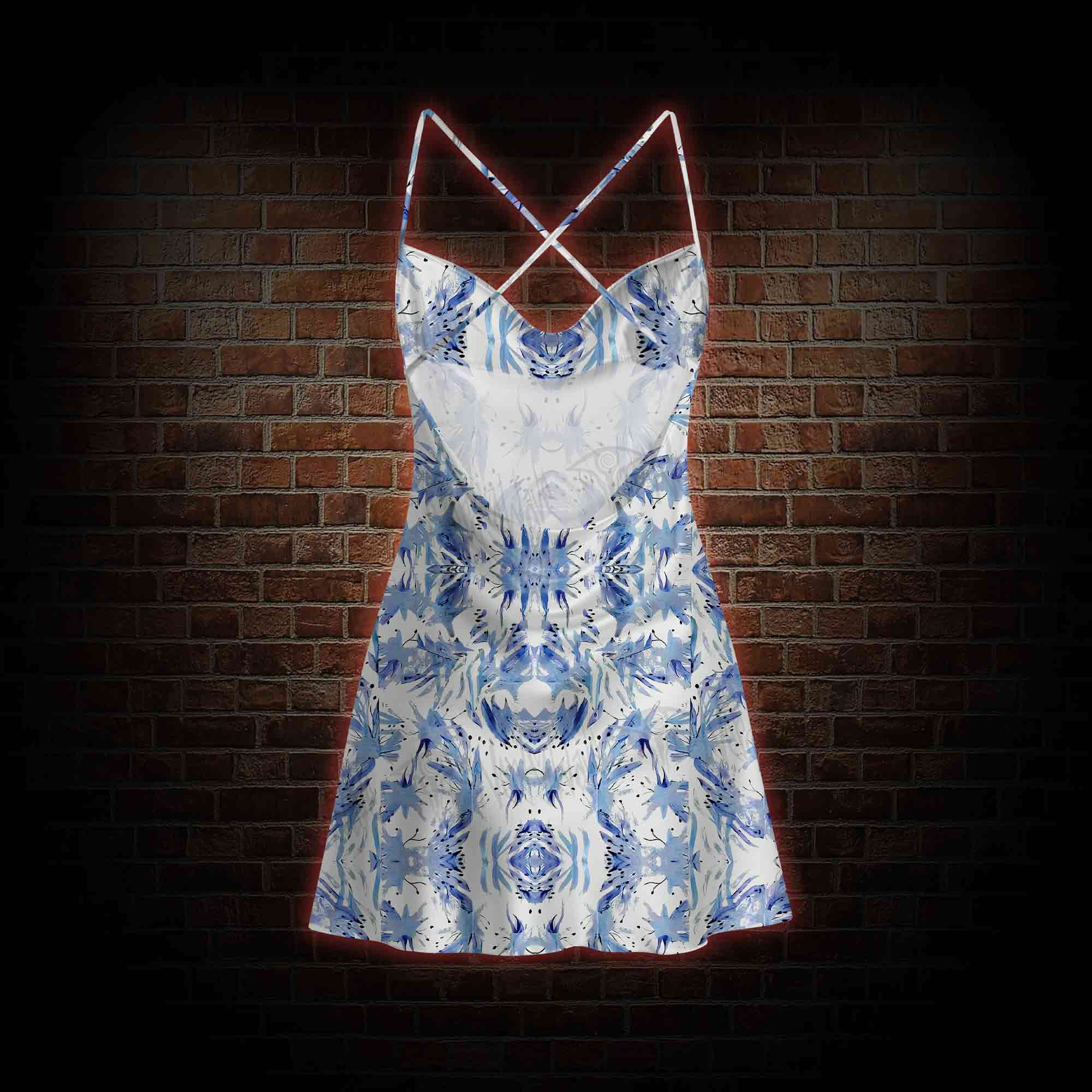 Exotic Plants Cowl Neck Slip Dress