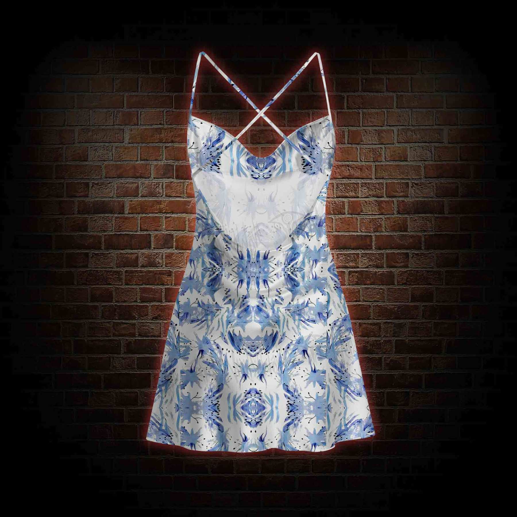 Exotic Plants Cowl Neck Slip Dress