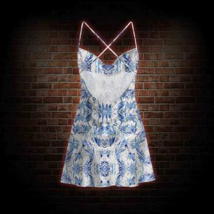 Exotic Plants Cowl Neck Slip Dress