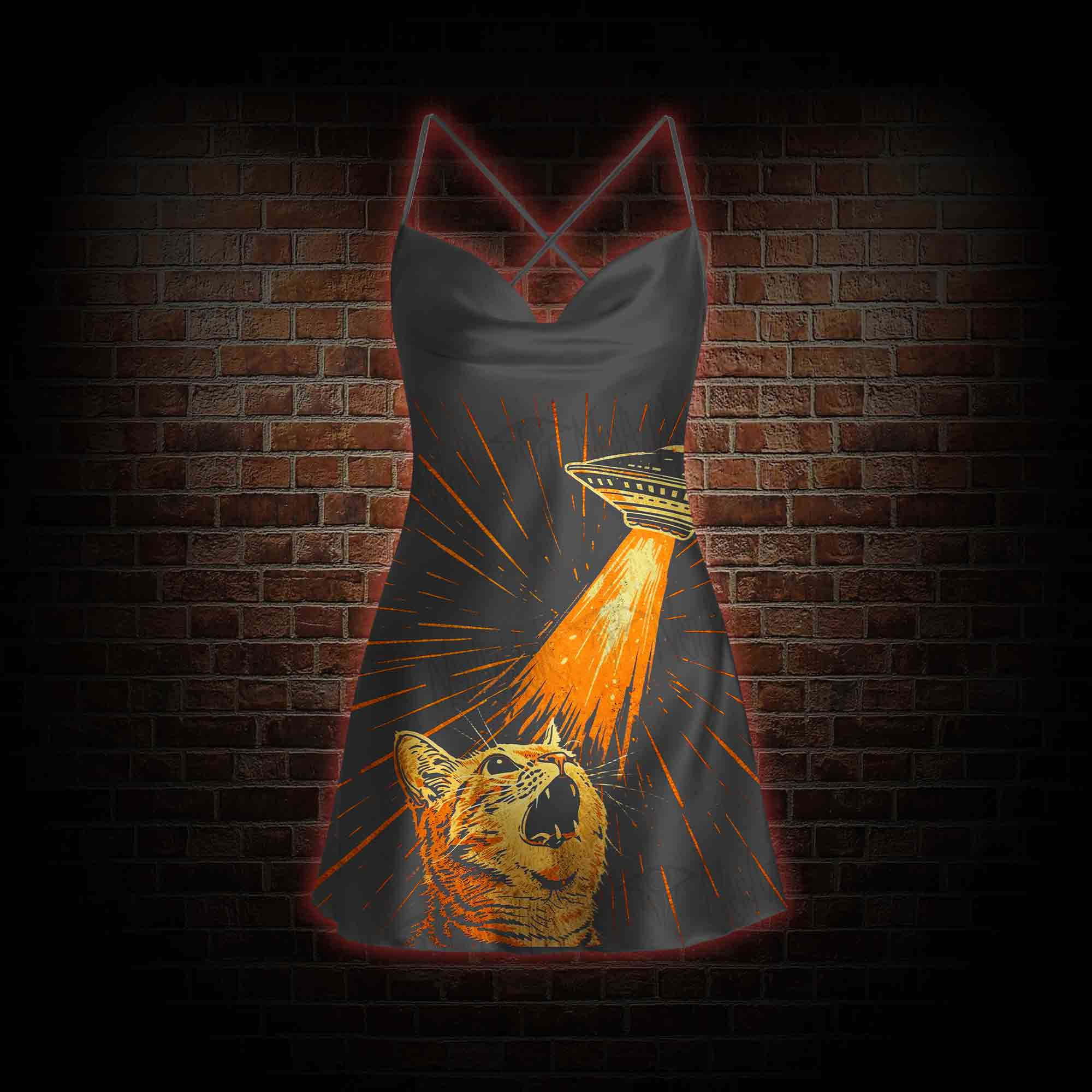 UFO Cat Cowl Neck Slip Dress