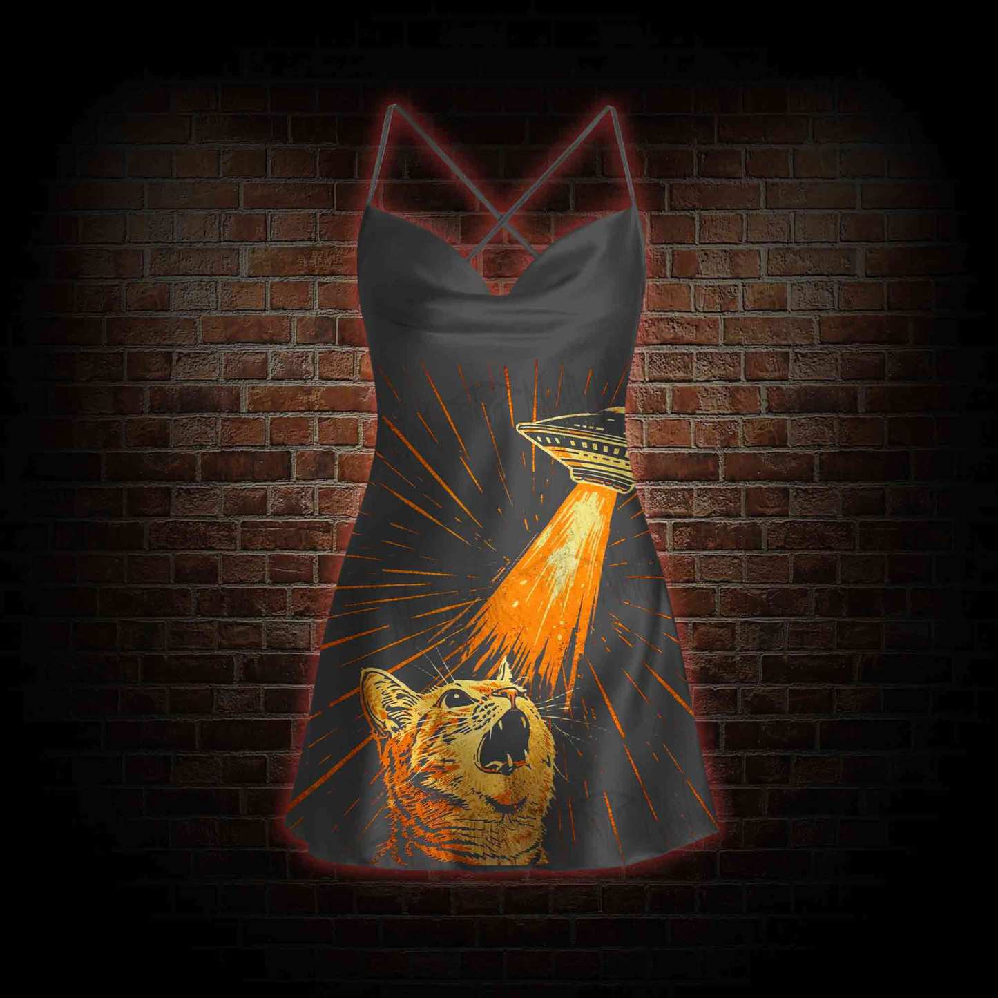UFO Cat Cowl Neck Slip Dress