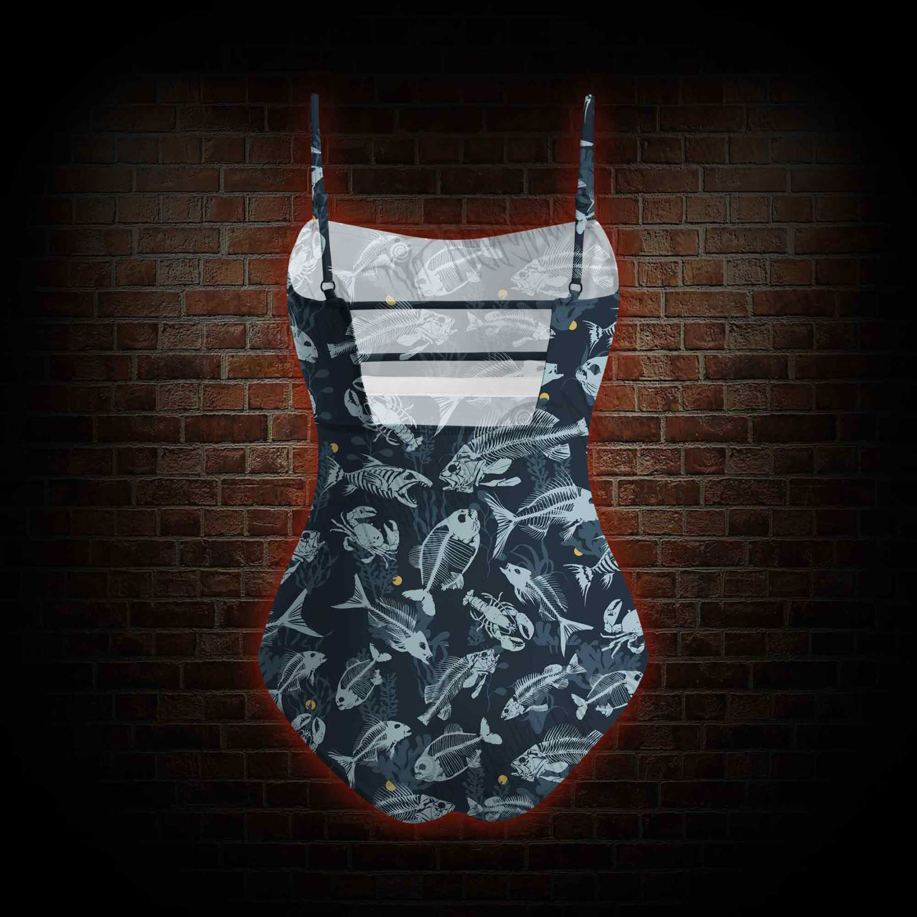 Fish Bones Slim-Strap Swimsuit