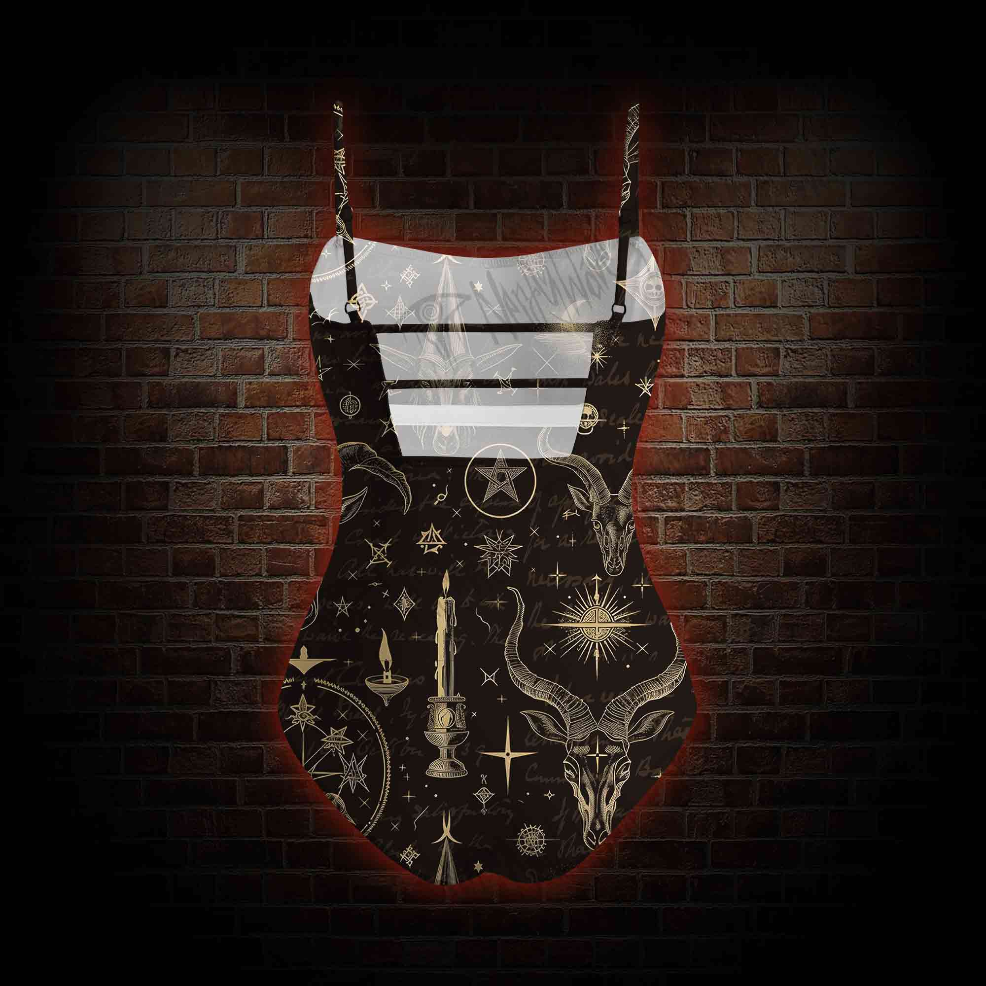 Baphomet Slim-Strap Swimsuit