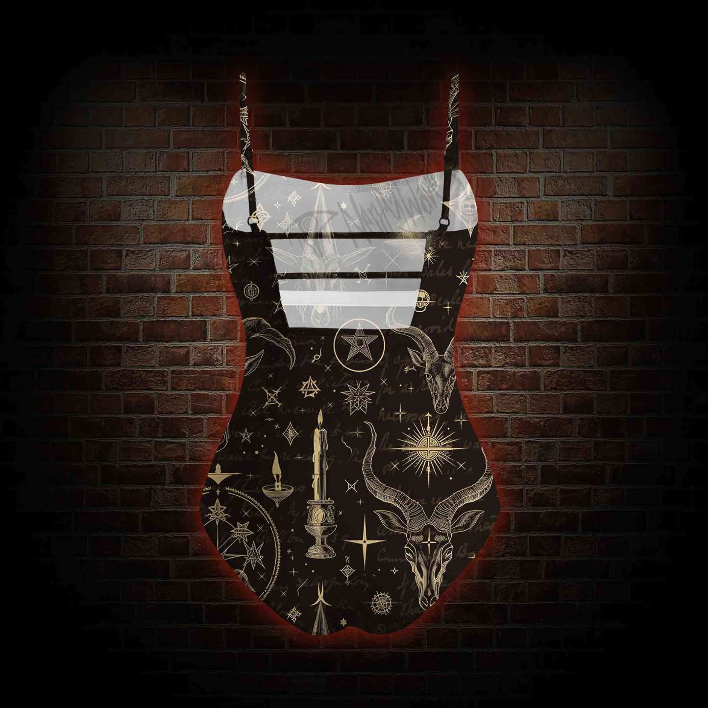 Baphomet Slim-Strap Swimsuit