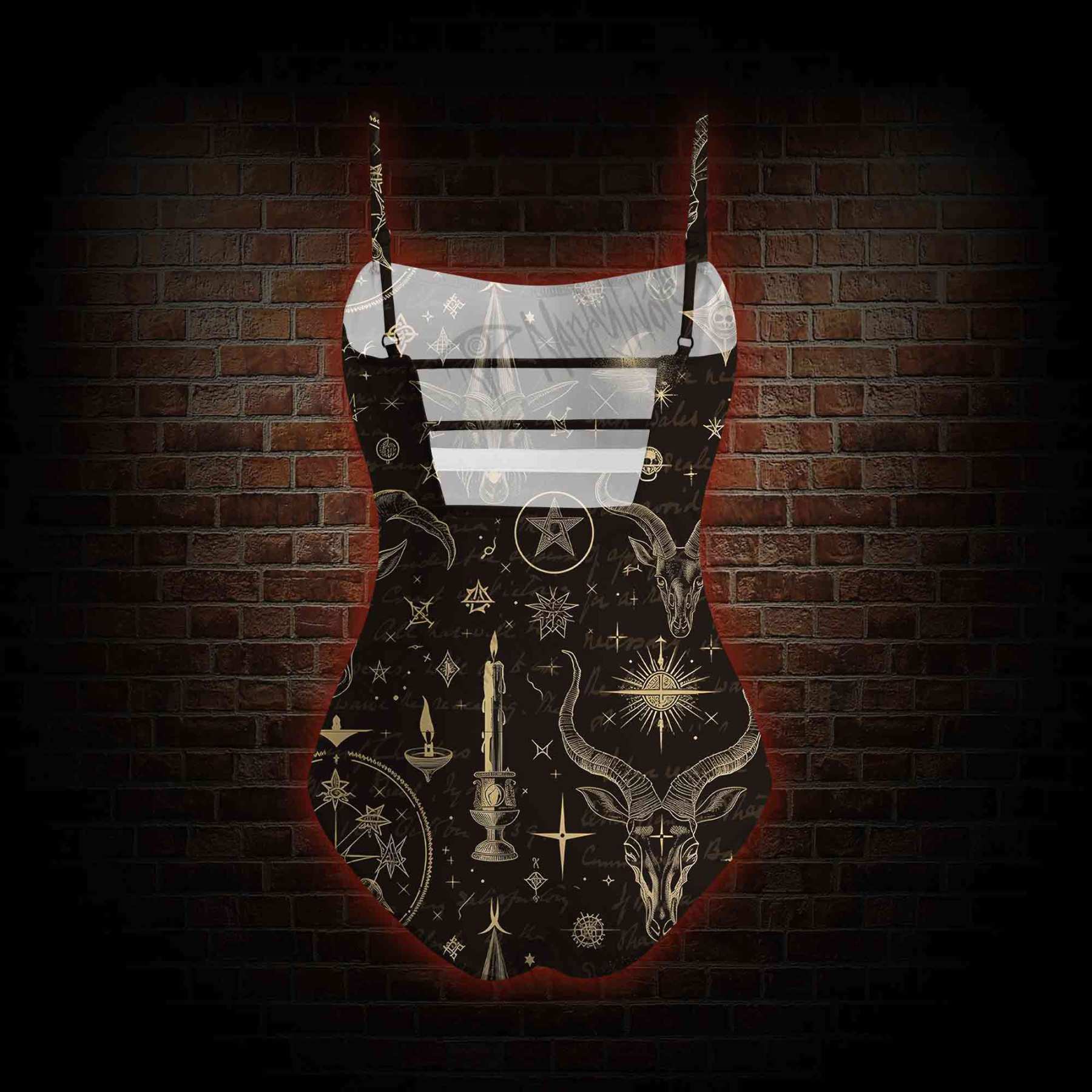 Baphomet Slim-Strap Swimsuit