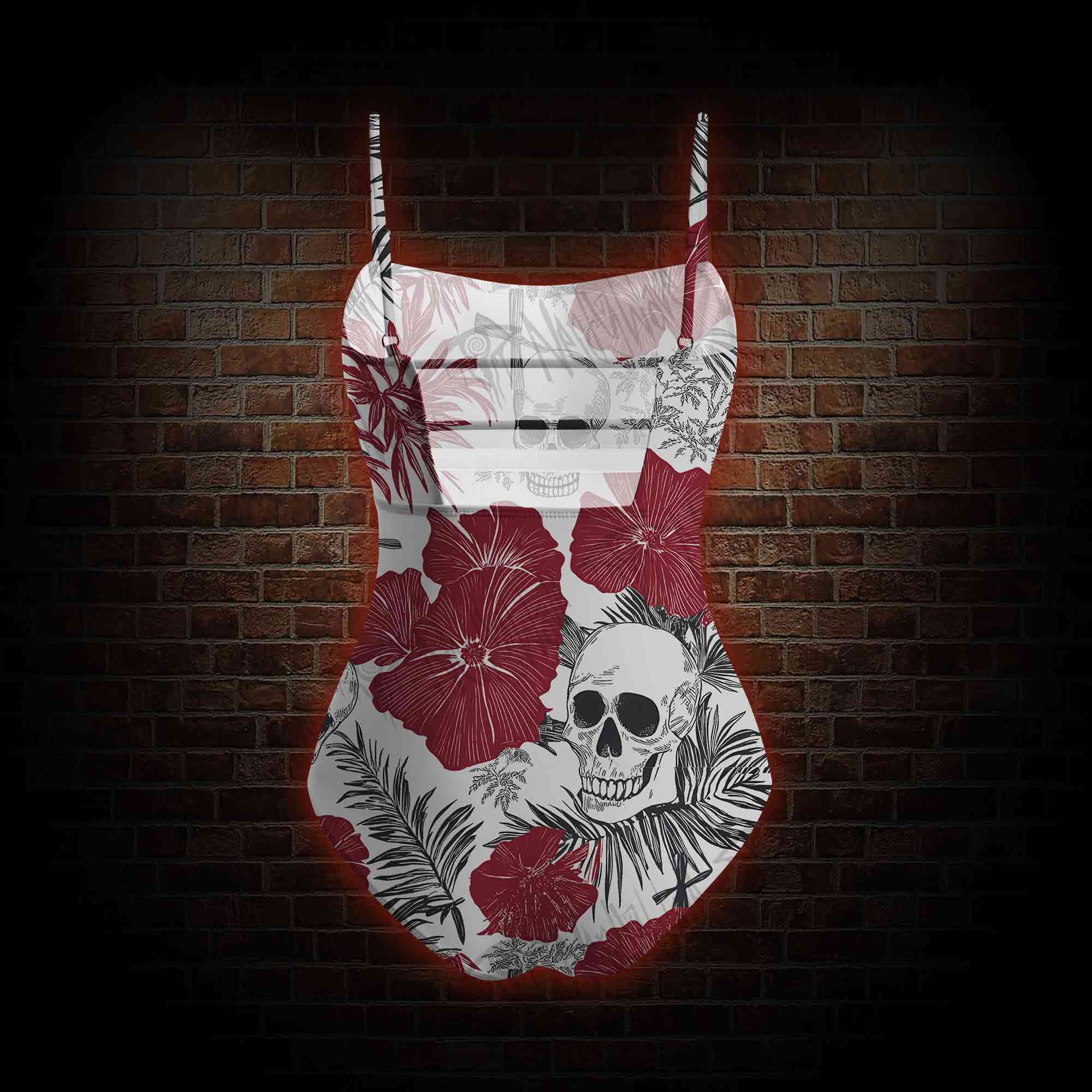 Poppy and Skull Slim-Strap Swimsuit