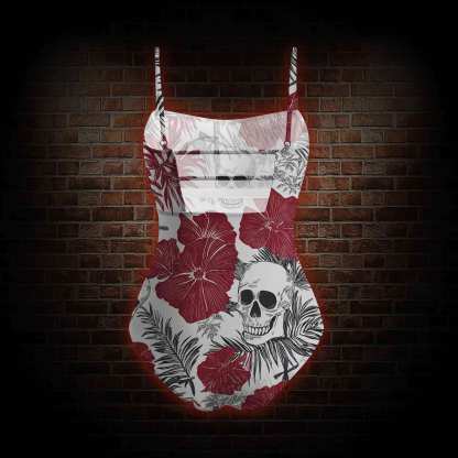 Poppy and Skull Slim-Strap Swimsuit