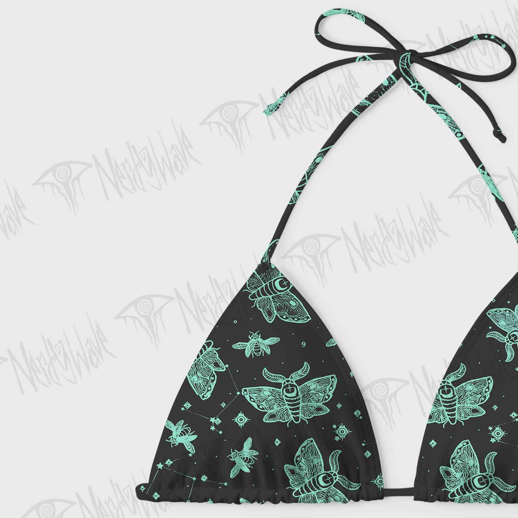Midnight Flying Insects Women's Adjustable Tie-Strap Bikini