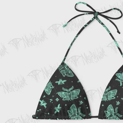 Midnight Flying Insects Women's Adjustable Tie-Strap Bikini