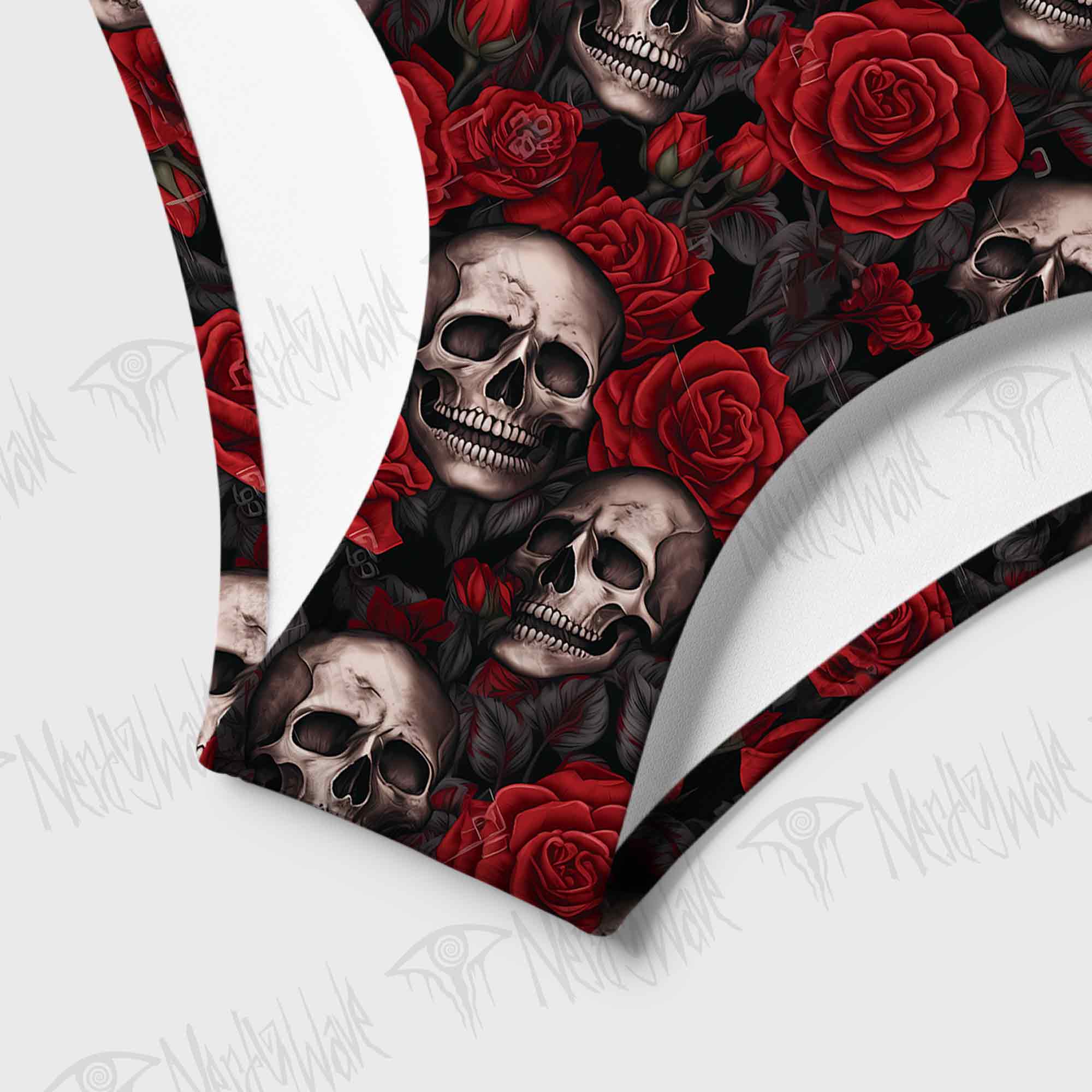 Skull and Roses Women's Adjustable Tie-Strap Bikini