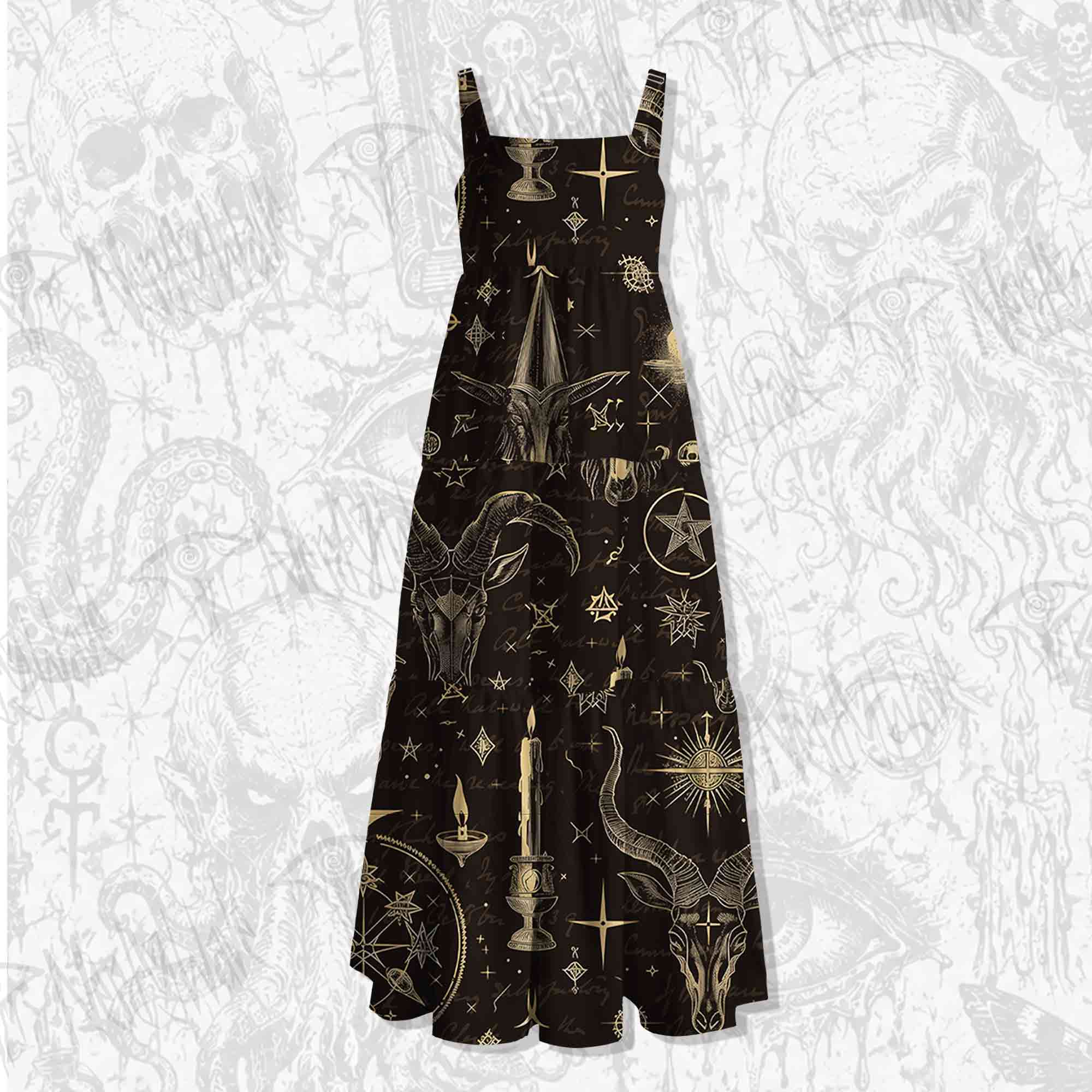 Baphomet Spaghetti Strap Long Dress