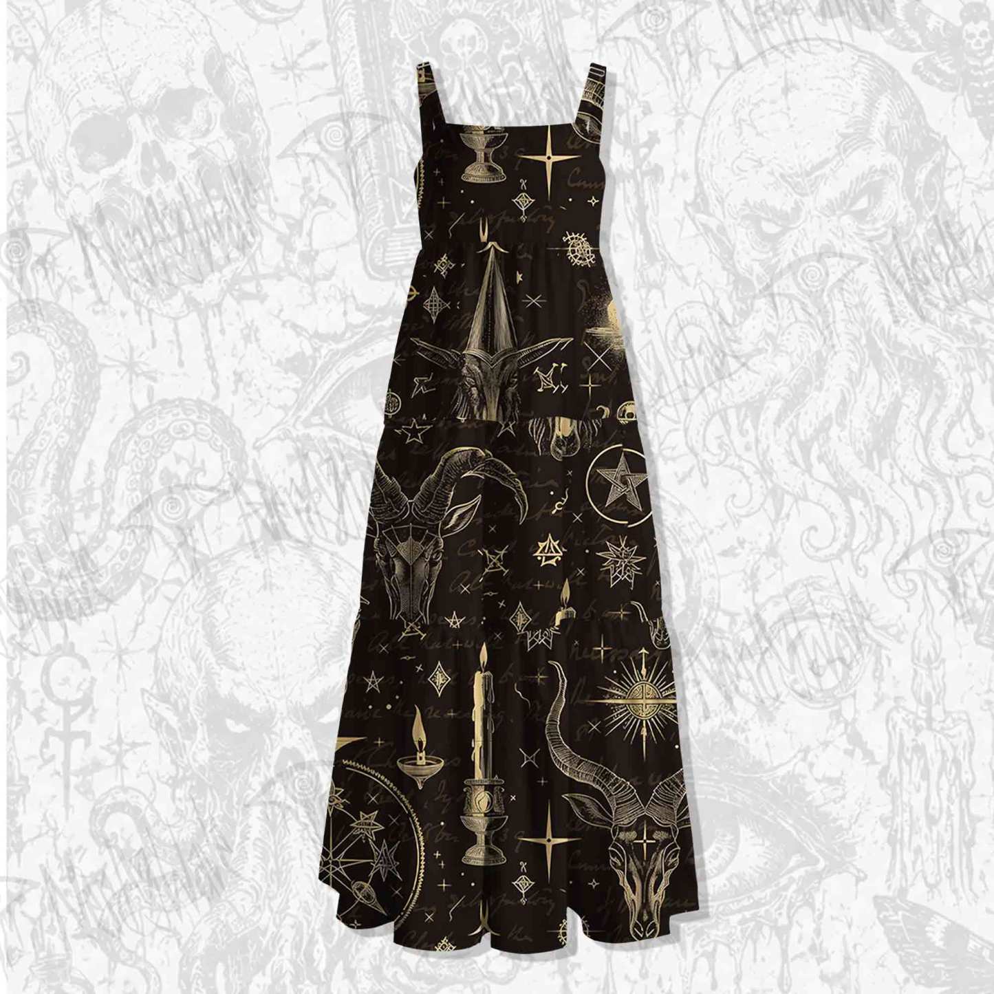 Baphomet Spaghetti Strap Long Dress
