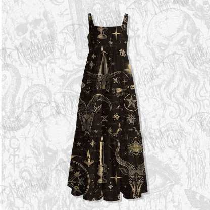 Baphomet Spaghetti Strap Long Dress