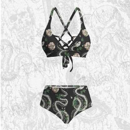 Flowers and Snake Skeleton Bikini Set