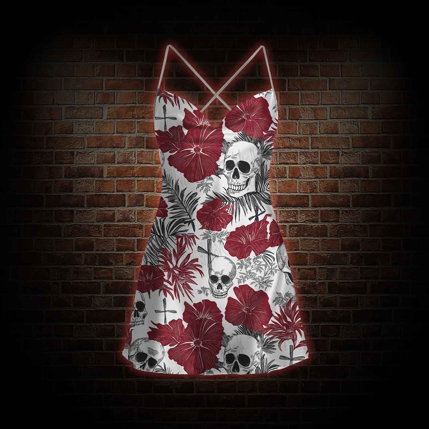 Poppy and Skull Cowl Neck Slip Dress