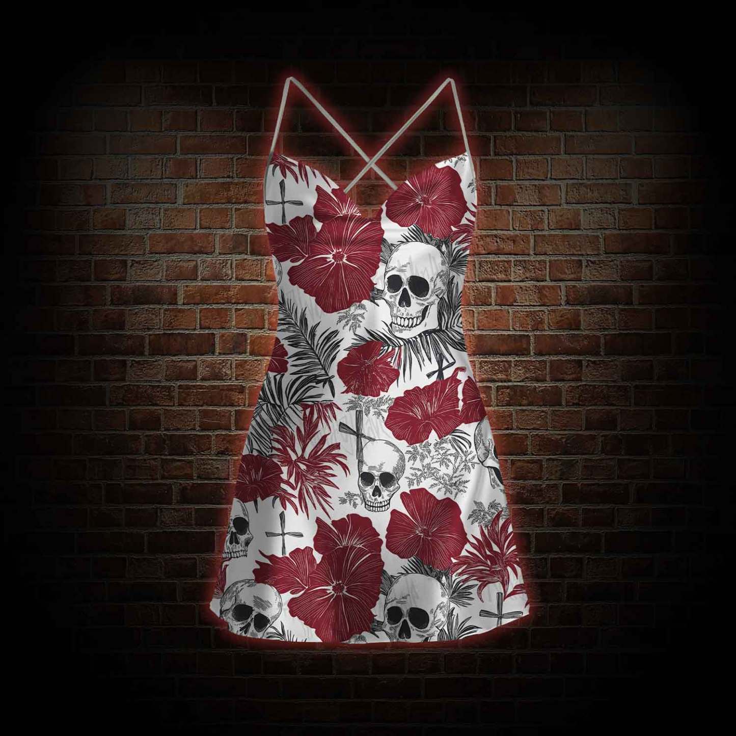 Poppy and Skull Cowl Neck Slip Dress