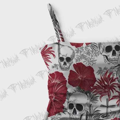 Poppy and Skull Slim-Strap Swimsuit