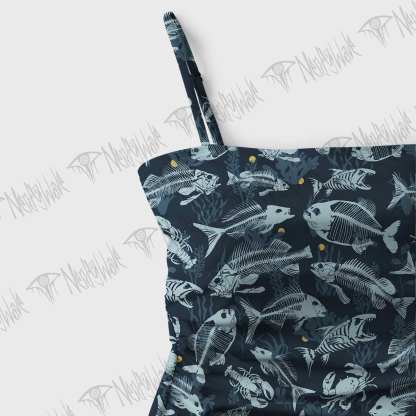 Fish Bones Slim-Strap Swimsuit