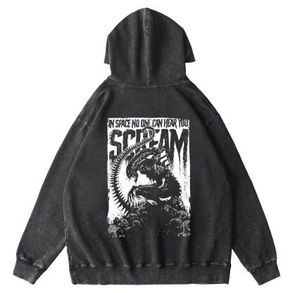 In Space No One Can Hear You Scream Washed Hoodie