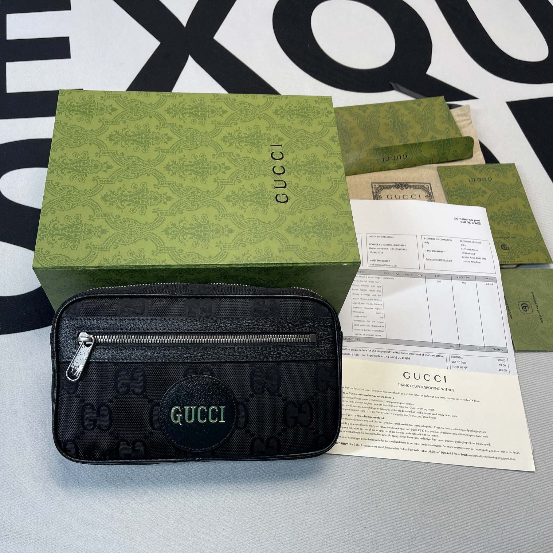 gg Off The Grid Belt Bag Black gg ECONYL® For Men  9.5in/24cm gg 631341 H9HBN 1000