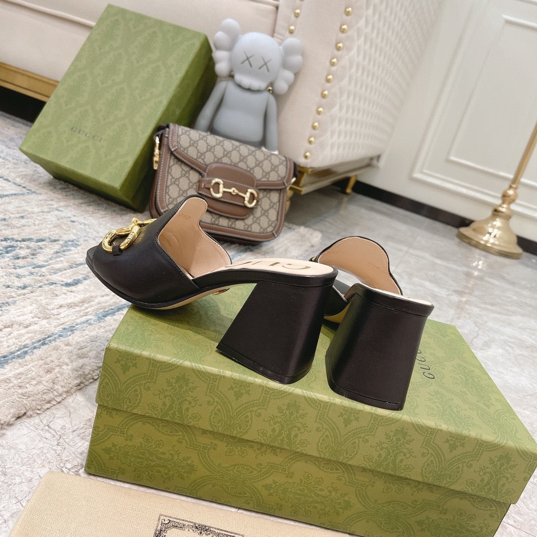 SANDAL GG WOMEN'S SLIDE SANDAL WITH HORSEBIT BLACK 655412 BKO00 1000