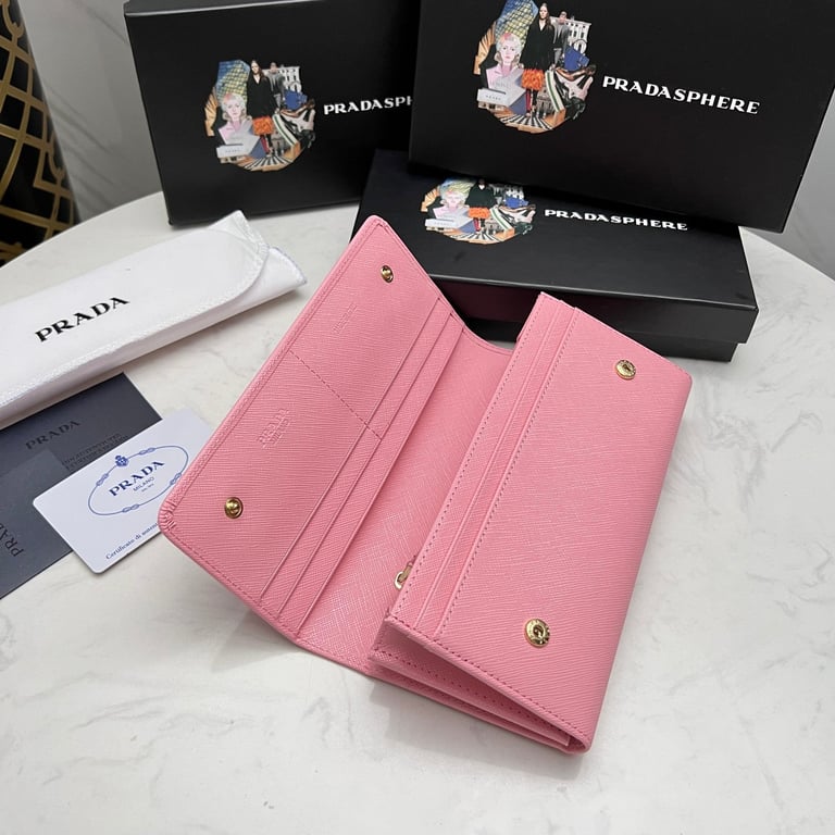 PR SAFFIANO MONOCHROME FLAP LONG WALLET FULL LIGHT PINK 19CM 1MH132 ZLP F061H