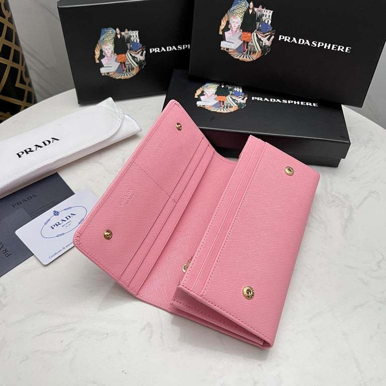 PR SAFFIANO MONOCHROME FLAP LONG WALLET FULL LIGHT PINK 19CM 1MH132 ZLP F061H