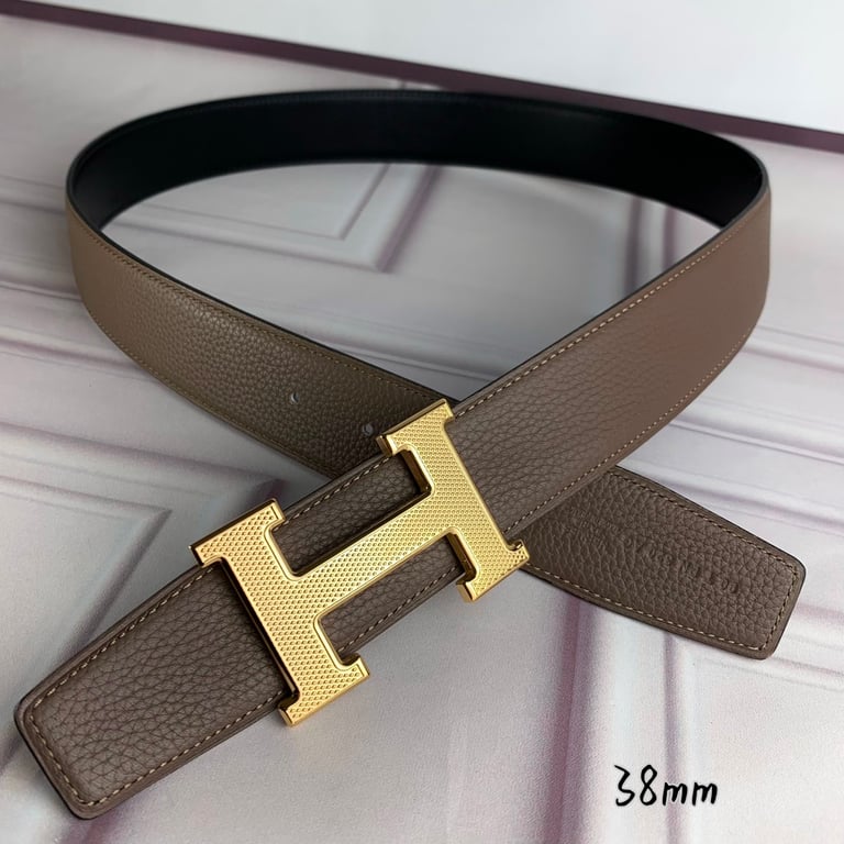 HM BELT TOGO SWIFT GOLD BUCKLE LIGHT BROWN 38MM