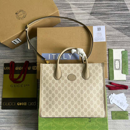 gg Small Tote Bag With Interlocking G Beige For Women, Women&#8217;s Bags 12.2in/31cm gg ‎659983 UULBT 9683